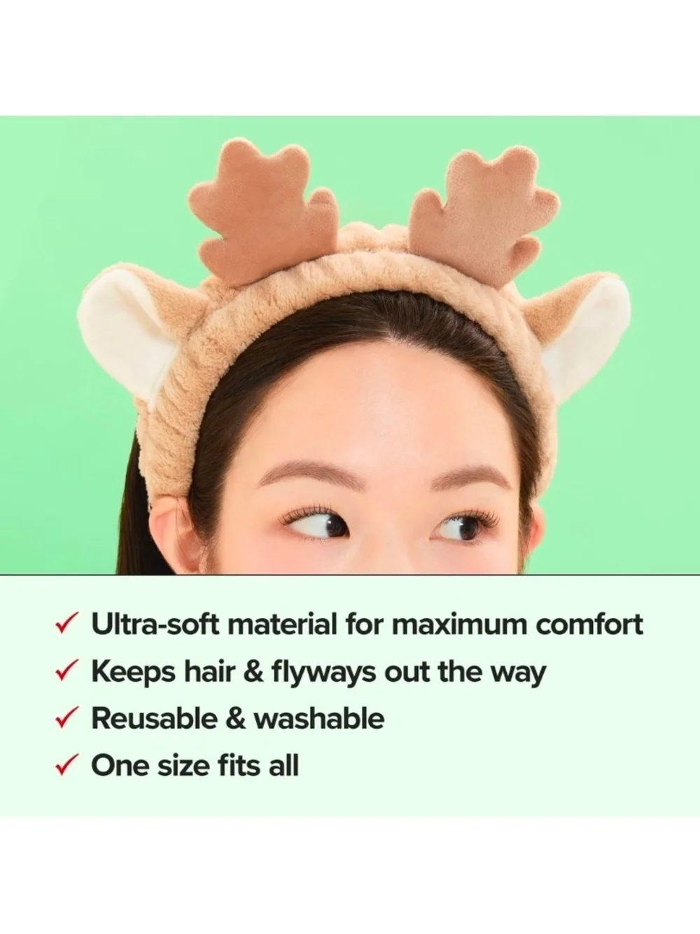 I Dew Care - Microfiber Reindeer Antler Headband
